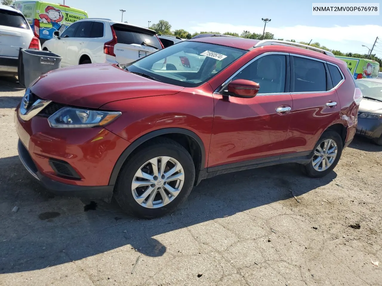 2016 Nissan Rogue S VIN: KNMAT2MV0GP676978 Lot: 71950574