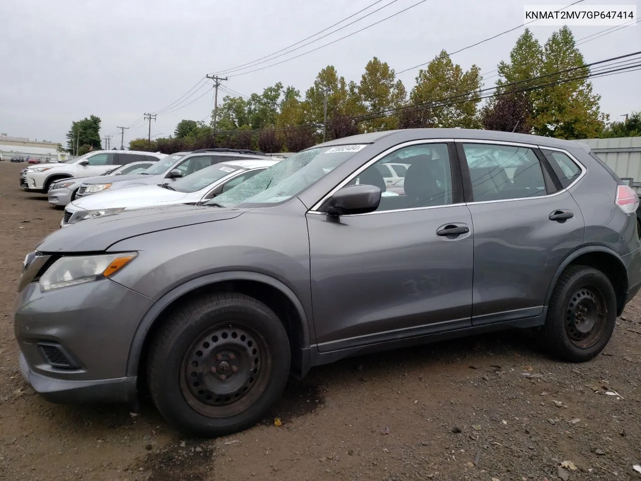 2016 Nissan Rogue S VIN: KNMAT2MV7GP647414 Lot: 72002484