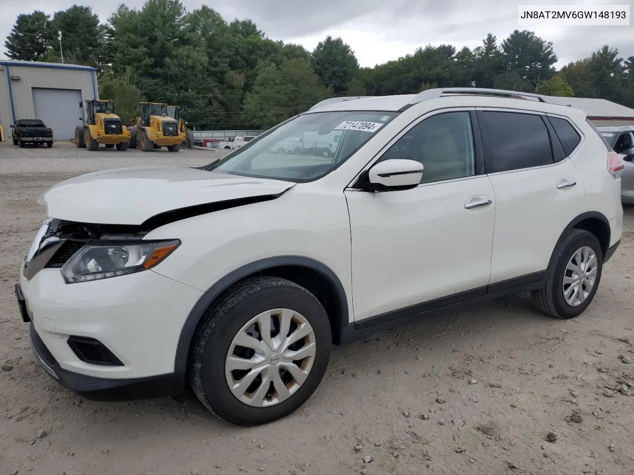 2016 Nissan Rogue S VIN: JN8AT2MV6GW148193 Lot: 72147894