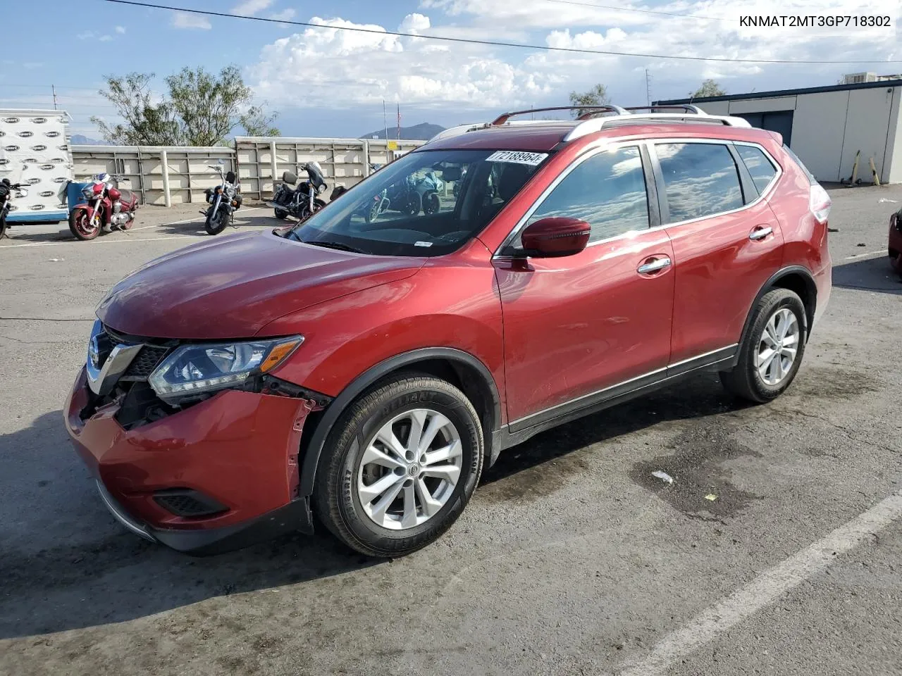 2016 Nissan Rogue S VIN: KNMAT2MT3GP718302 Lot: 72188964