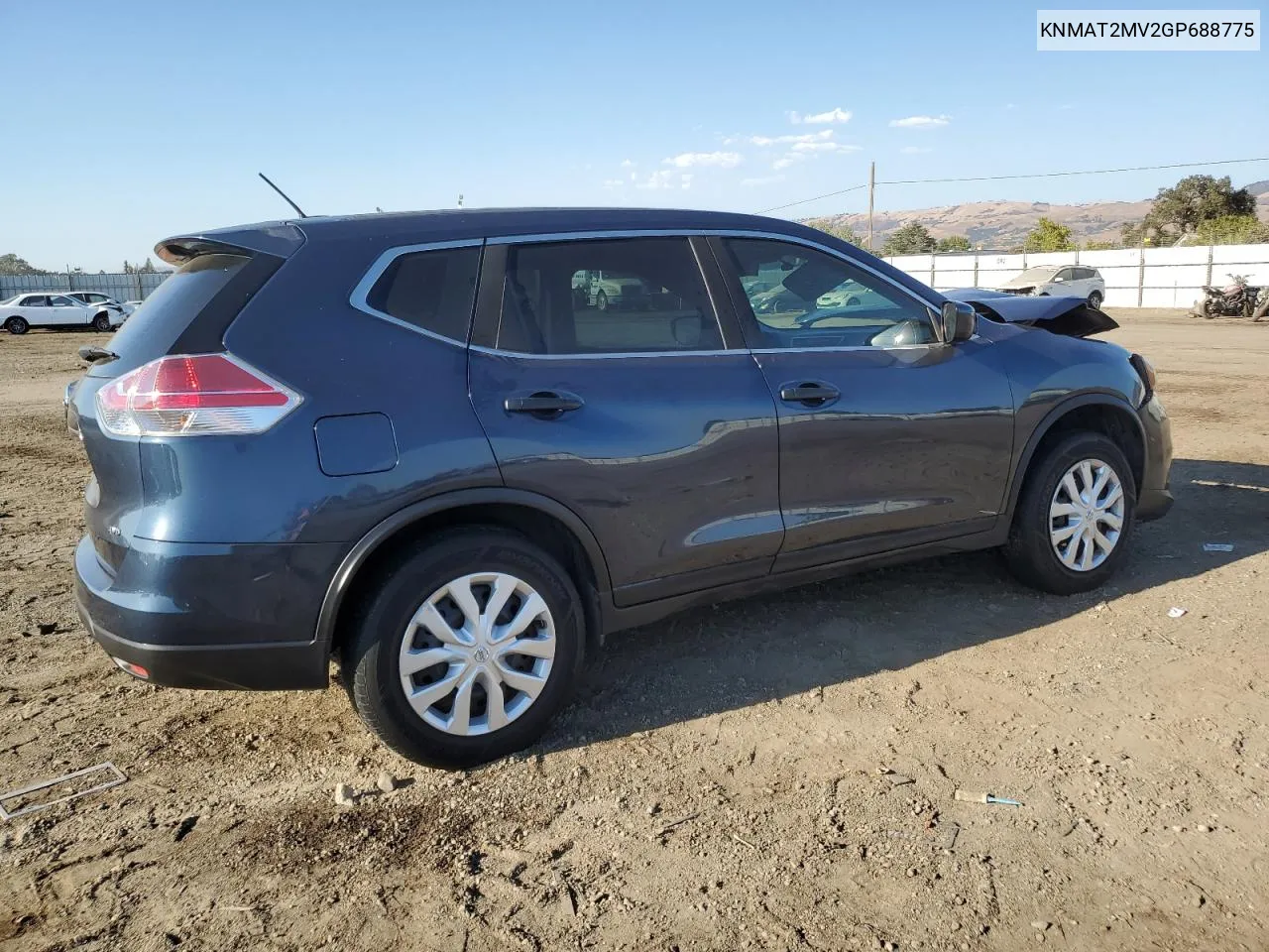 2016 Nissan Rogue S VIN: KNMAT2MV2GP688775 Lot: 72246574