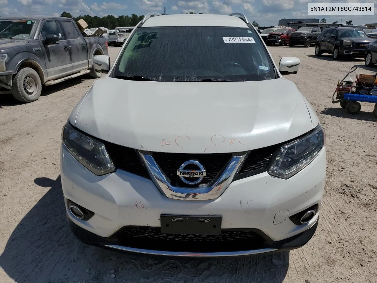 2016 Nissan Rogue S VIN: 5N1AT2MT8GC743814 Lot: 72272654