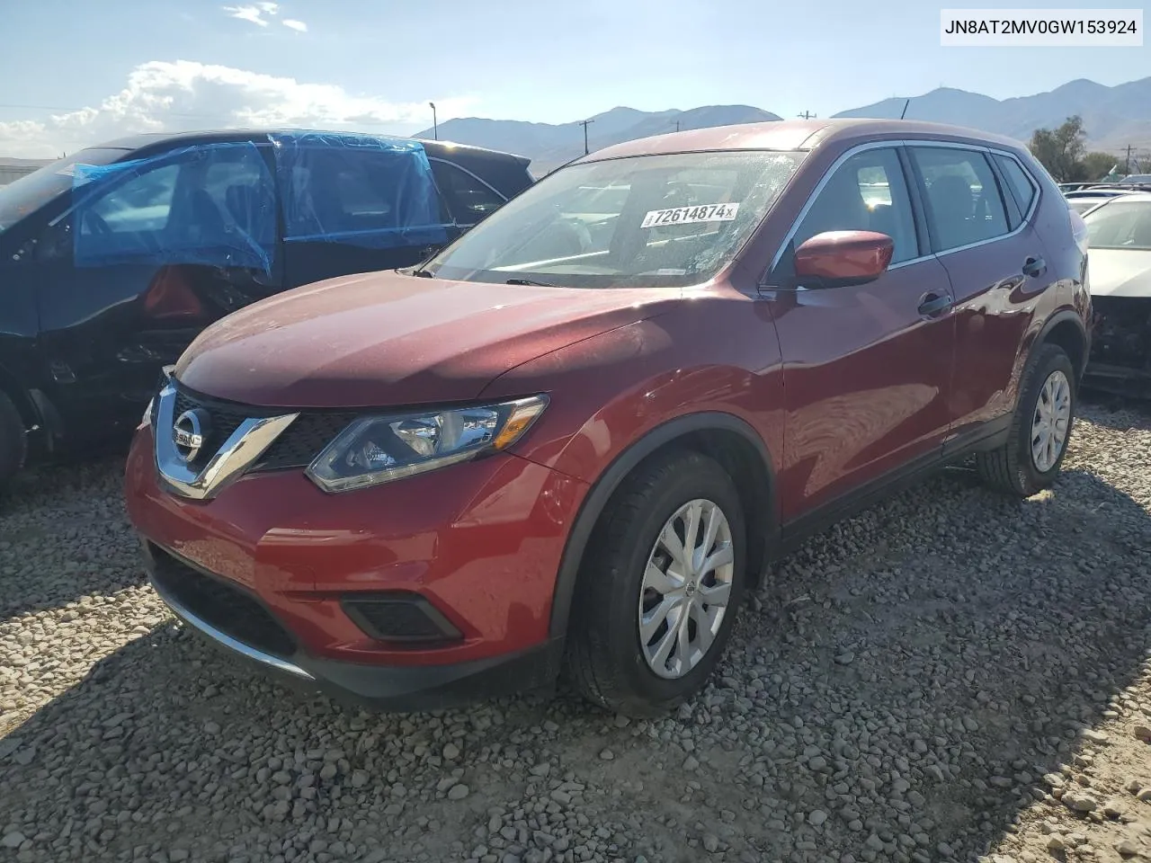 2016 Nissan Rogue S VIN: JN8AT2MV0GW153924 Lot: 72614874