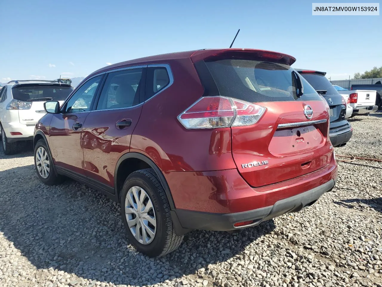 2016 Nissan Rogue S VIN: JN8AT2MV0GW153924 Lot: 72614874