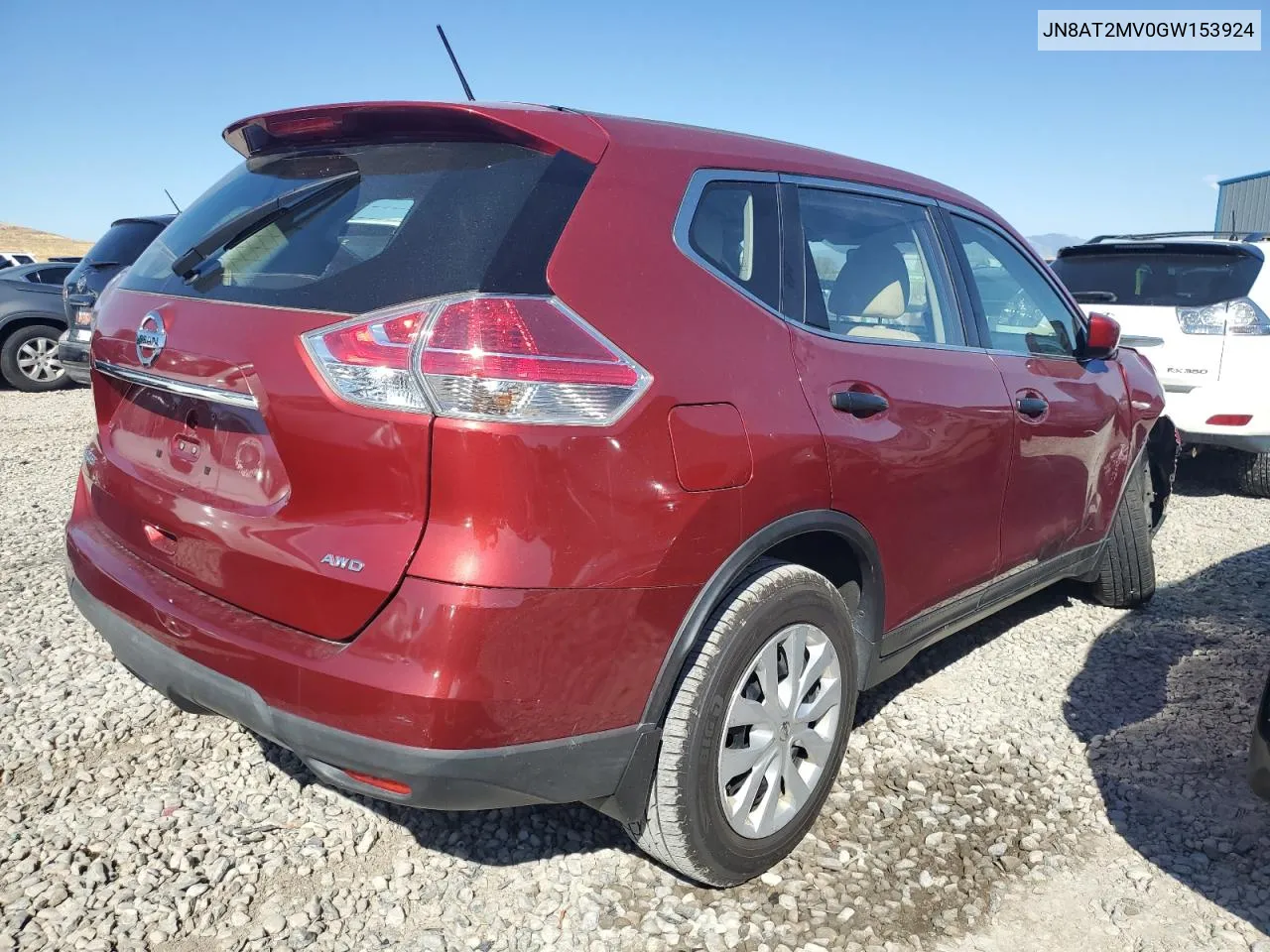 2016 Nissan Rogue S VIN: JN8AT2MV0GW153924 Lot: 72614874