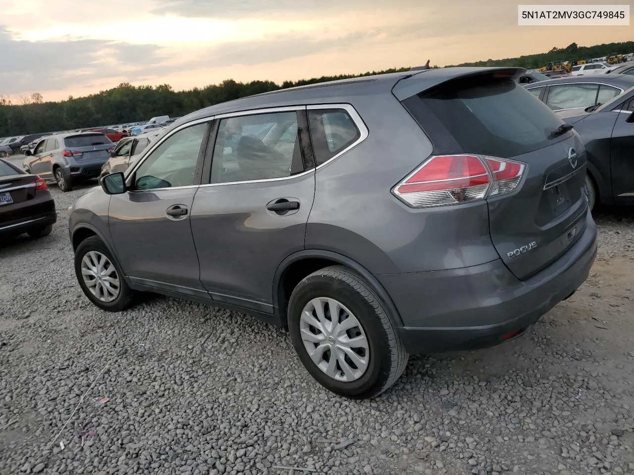 2016 Nissan Rogue S VIN: 5N1AT2MV3GC749845 Lot: 72646674