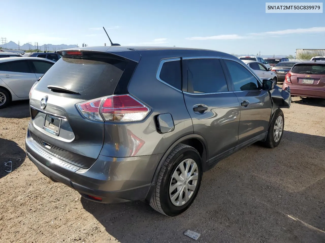 2016 Nissan Rogue S VIN: 5N1AT2MT5GC839979 Lot: 72756174