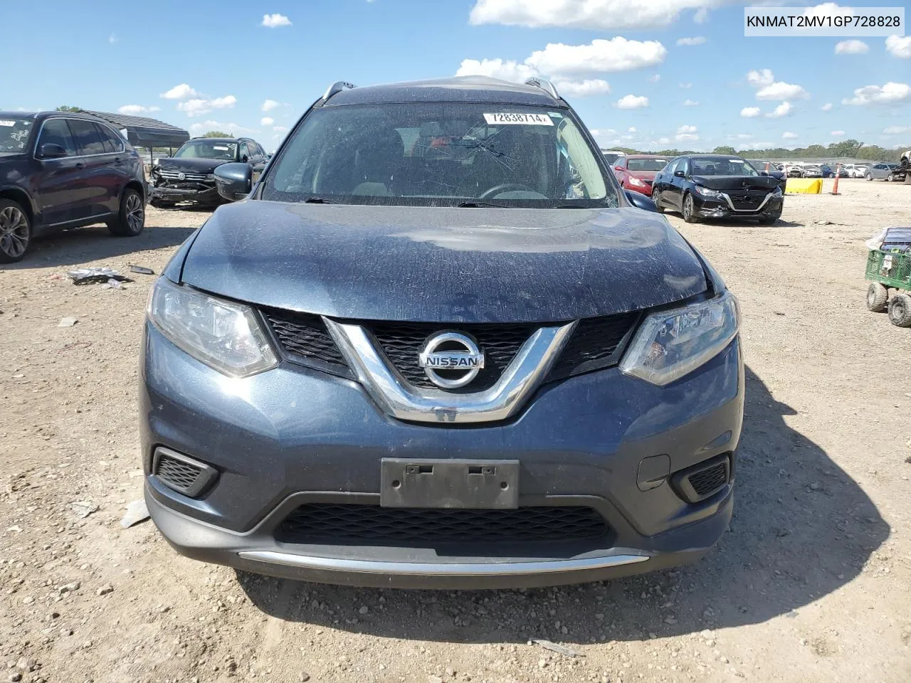 2016 Nissan Rogue S VIN: KNMAT2MV1GP728828 Lot: 72838714