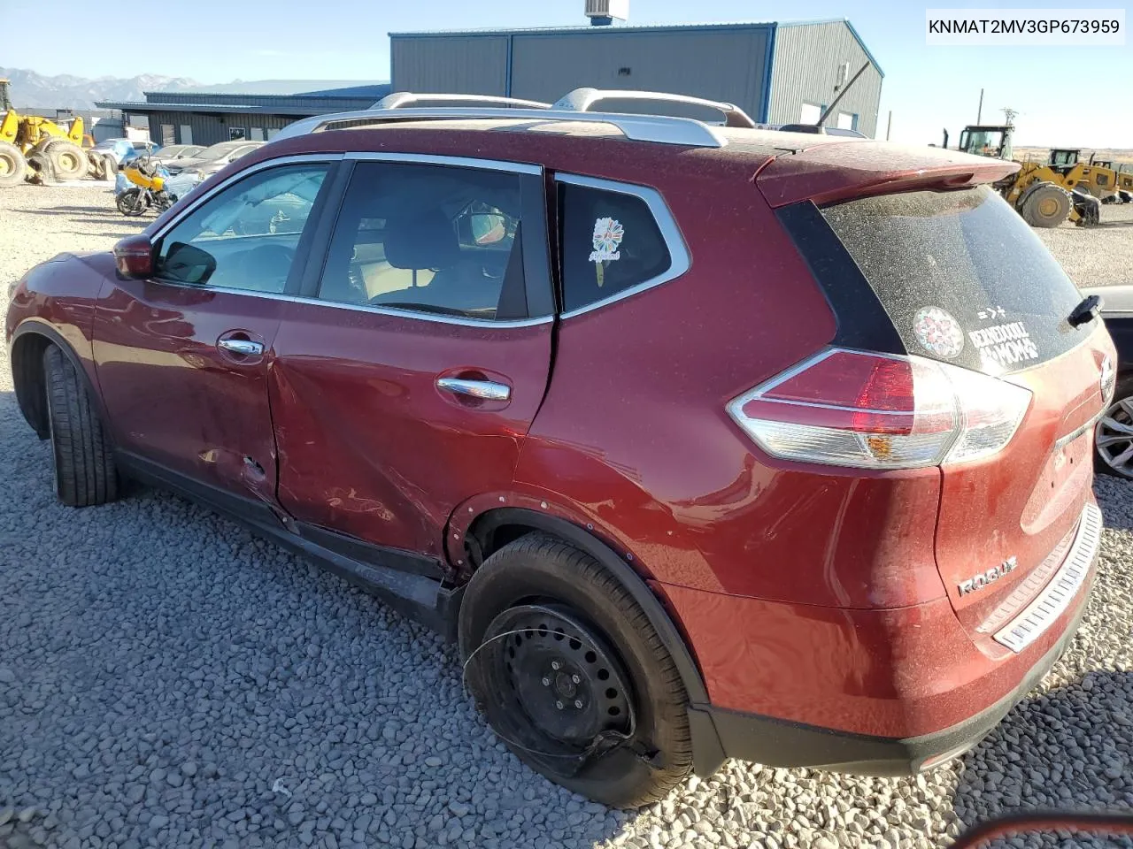 2016 Nissan Rogue S VIN: KNMAT2MV3GP673959 Lot: 73136184