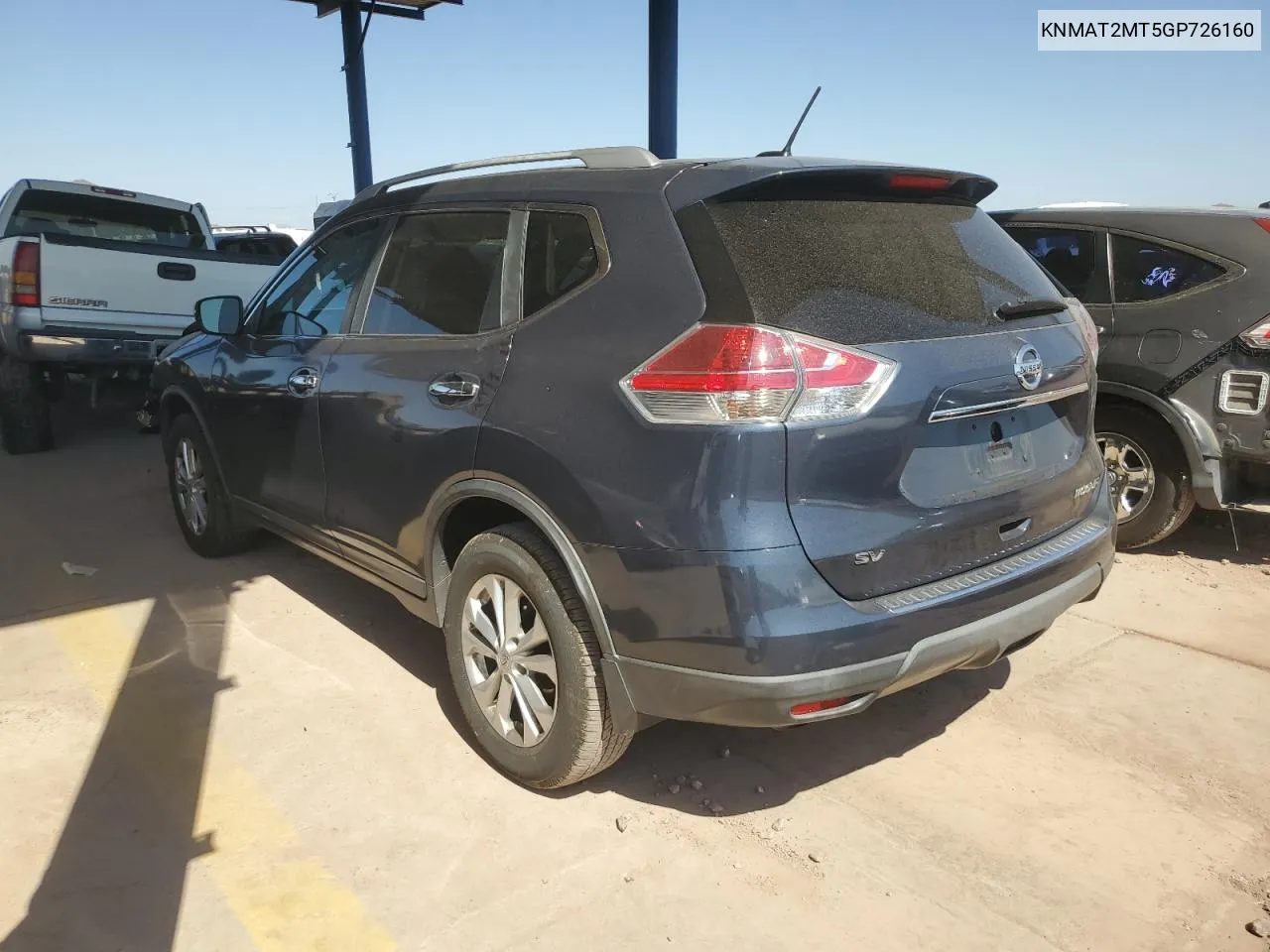 2016 Nissan Rogue S VIN: KNMAT2MT5GP726160 Lot: 73664454