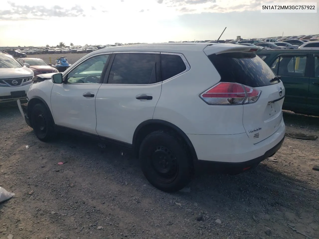 2016 Nissan Rogue S VIN: 5N1AT2MM3GC757922 Lot: 73926714