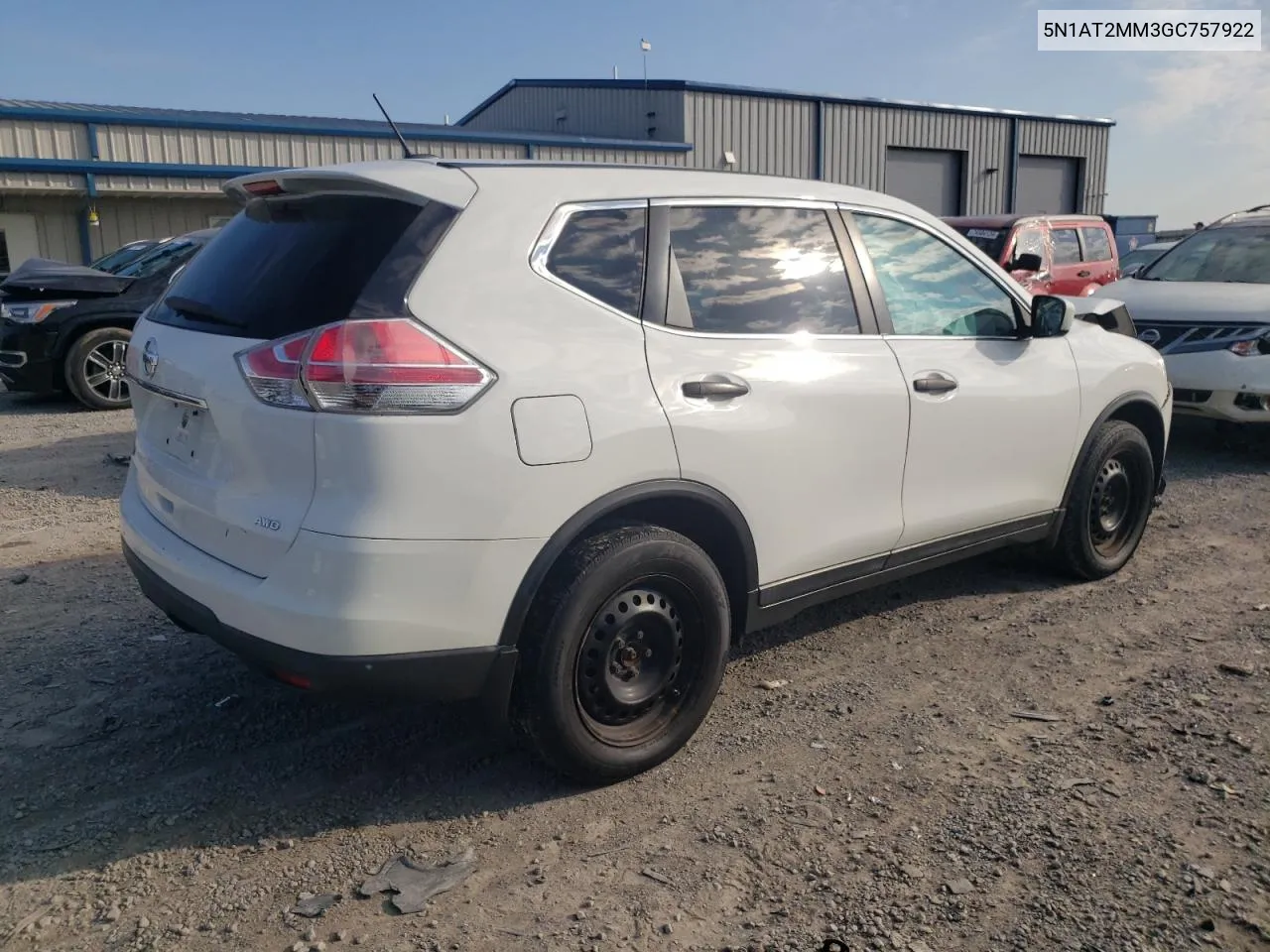 2016 Nissan Rogue S VIN: 5N1AT2MM3GC757922 Lot: 73926714