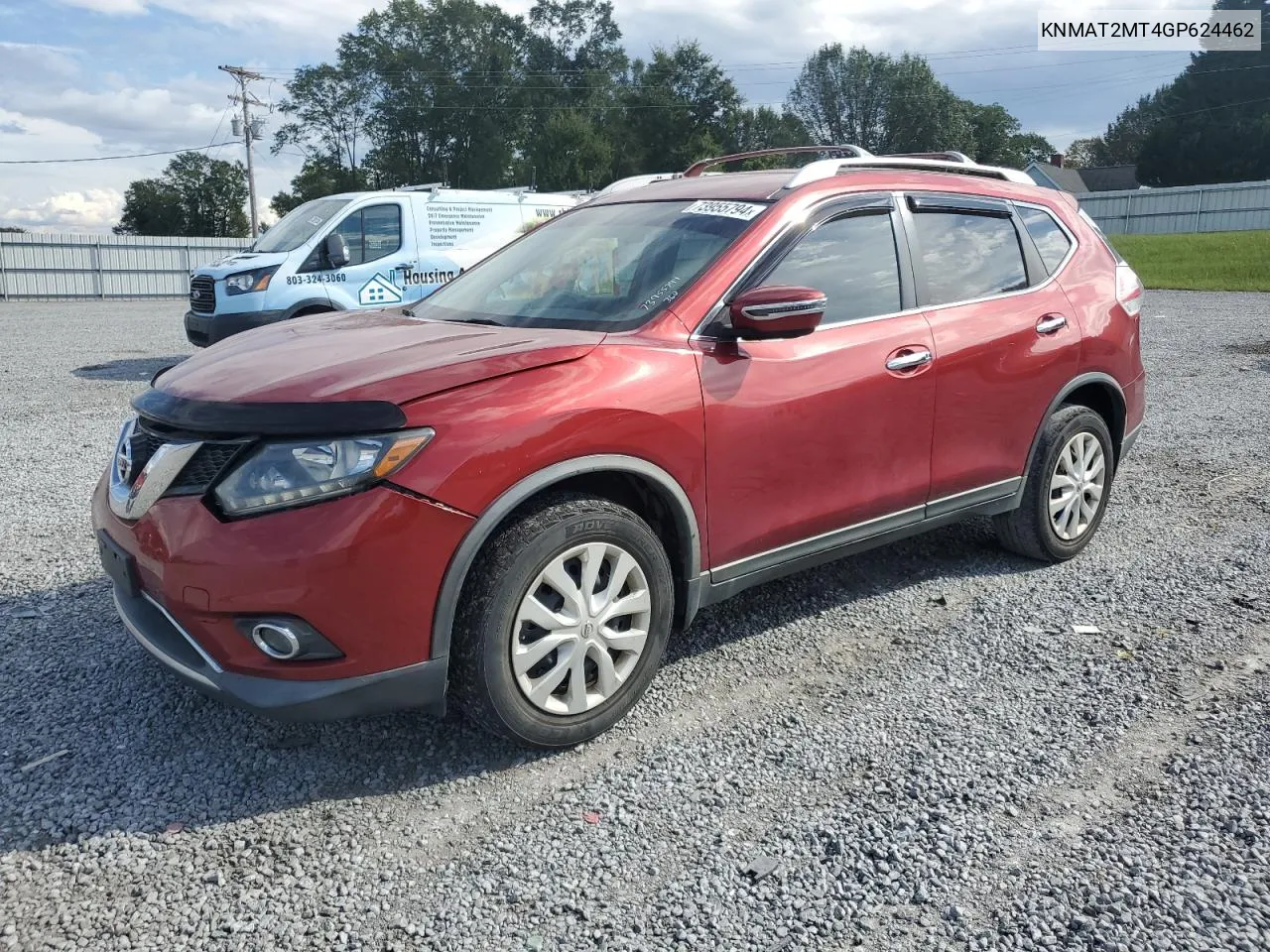 2016 Nissan Rogue S VIN: KNMAT2MT4GP624462 Lot: 73955794