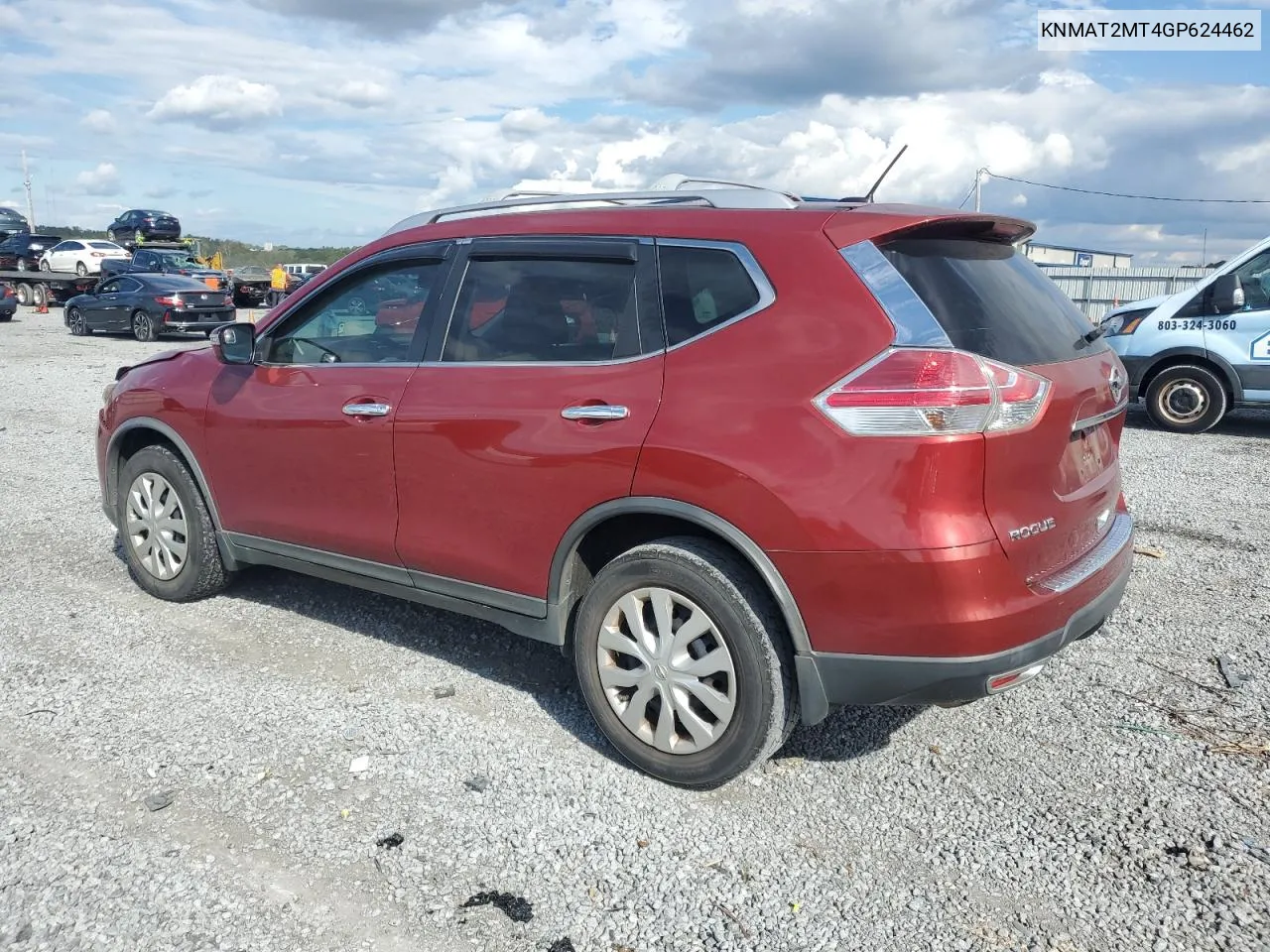 2016 Nissan Rogue S VIN: KNMAT2MT4GP624462 Lot: 73955794