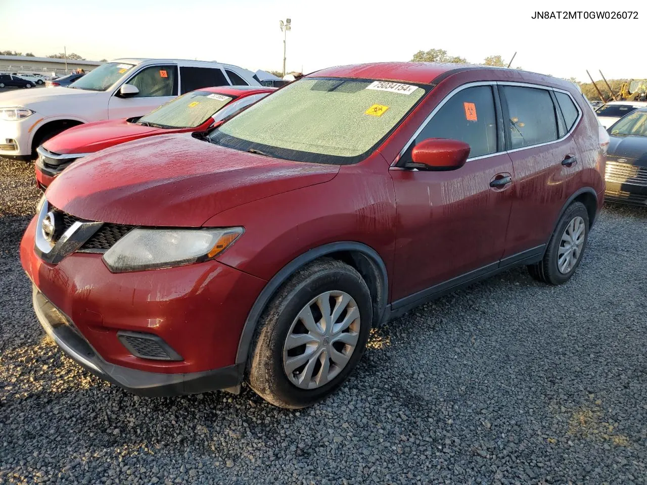 2016 Nissan Rogue S VIN: JN8AT2MT0GW026072 Lot: 75034154