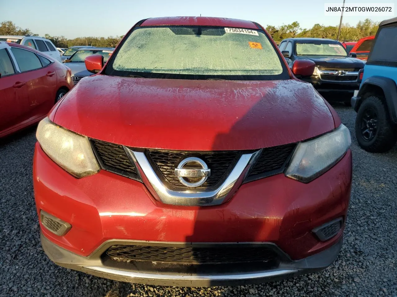 2016 Nissan Rogue S VIN: JN8AT2MT0GW026072 Lot: 75034154