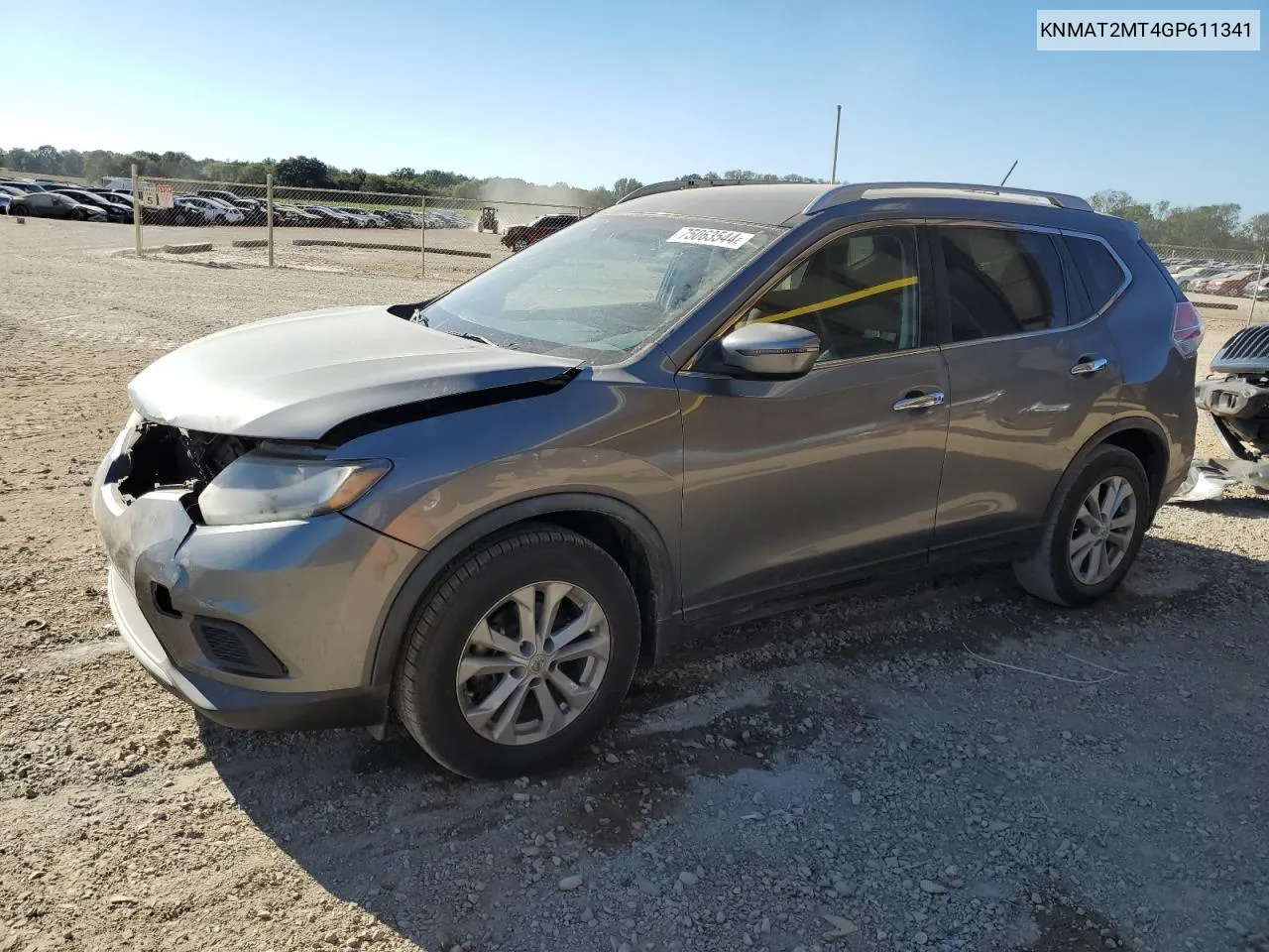 2016 Nissan Rogue S VIN: KNMAT2MT4GP611341 Lot: 75063544