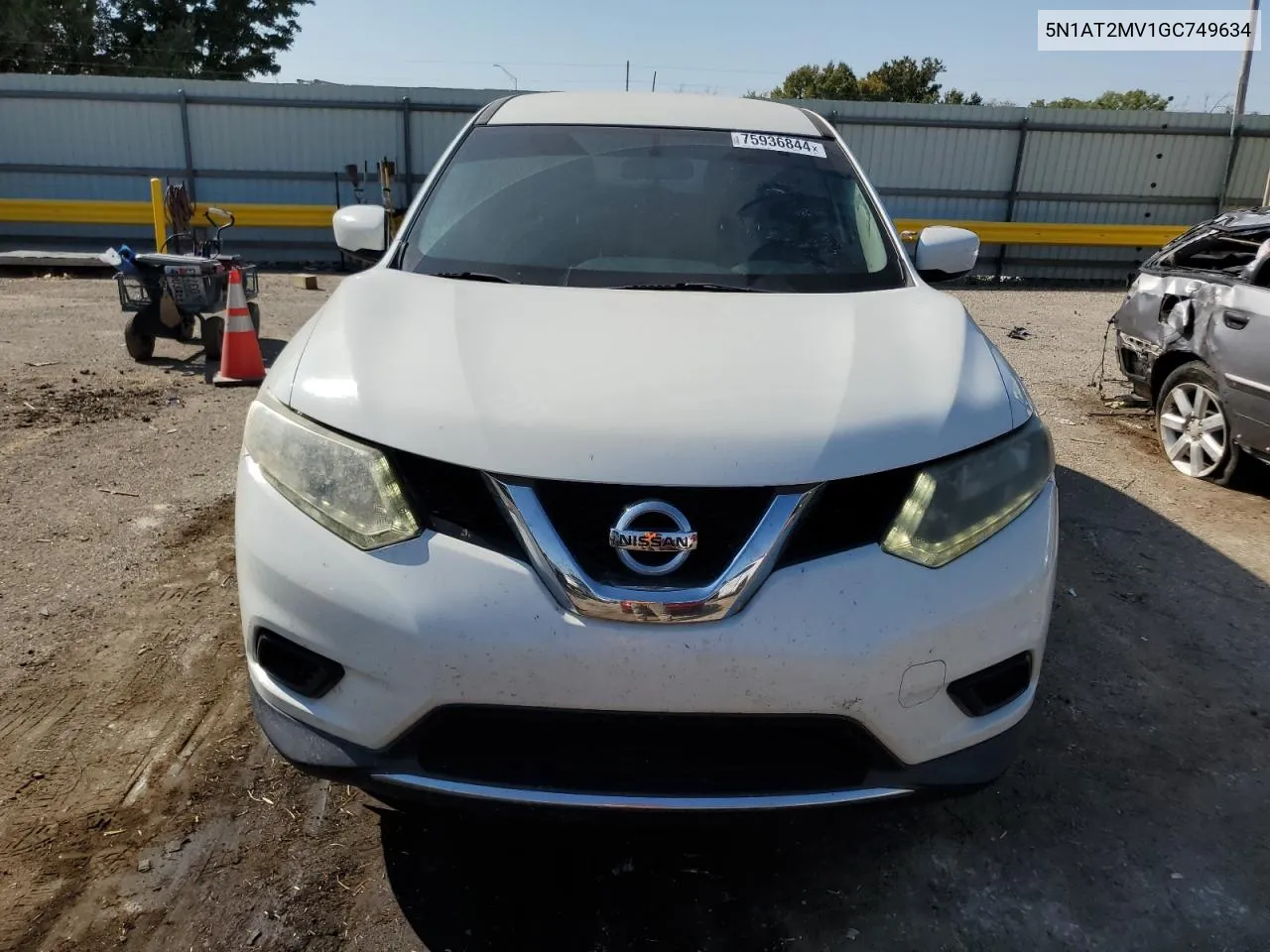 2016 Nissan Rogue S VIN: 5N1AT2MV1GC749634 Lot: 75936844