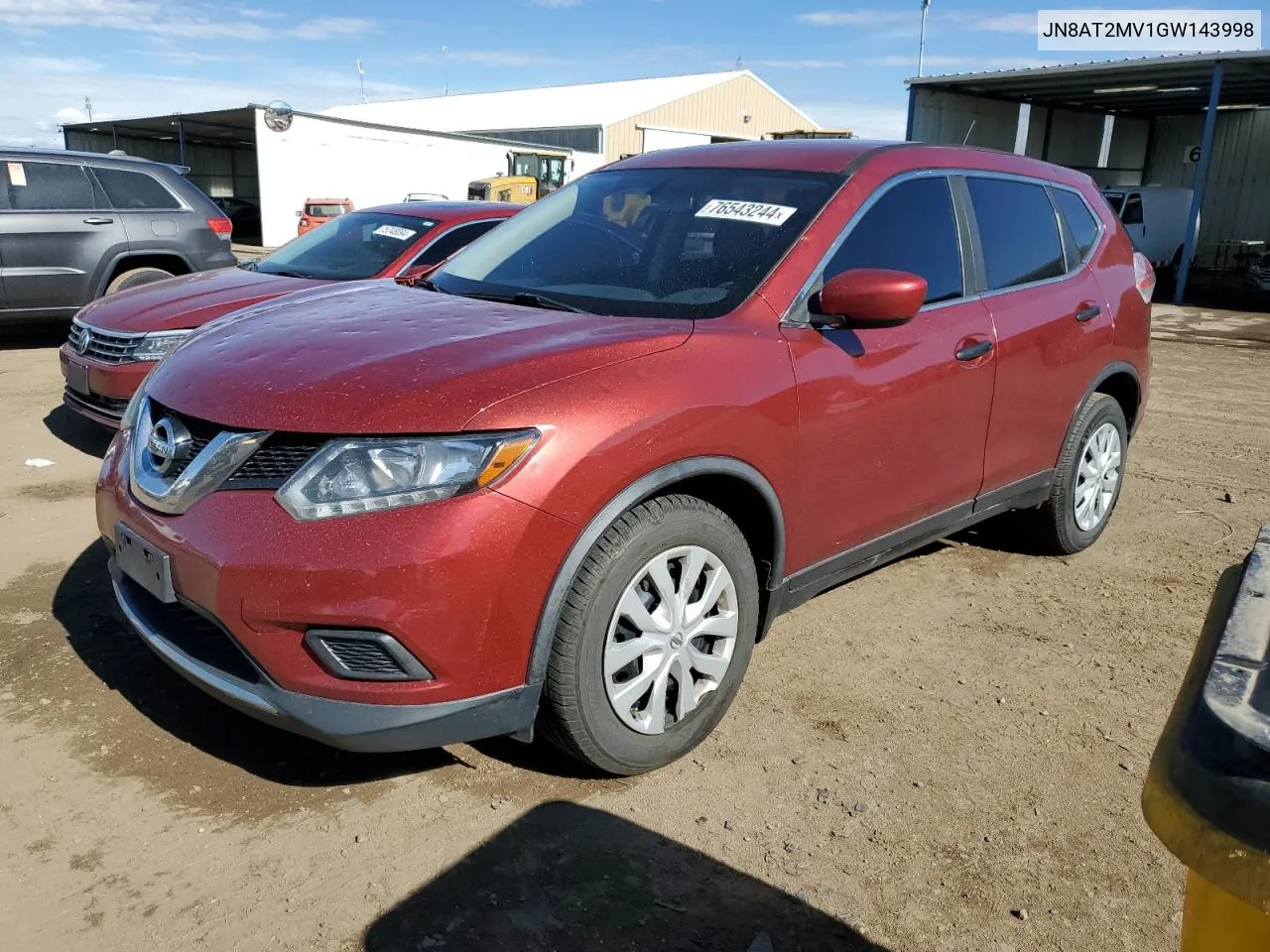 2016 Nissan Rogue S VIN: JN8AT2MV1GW143998 Lot: 76543244