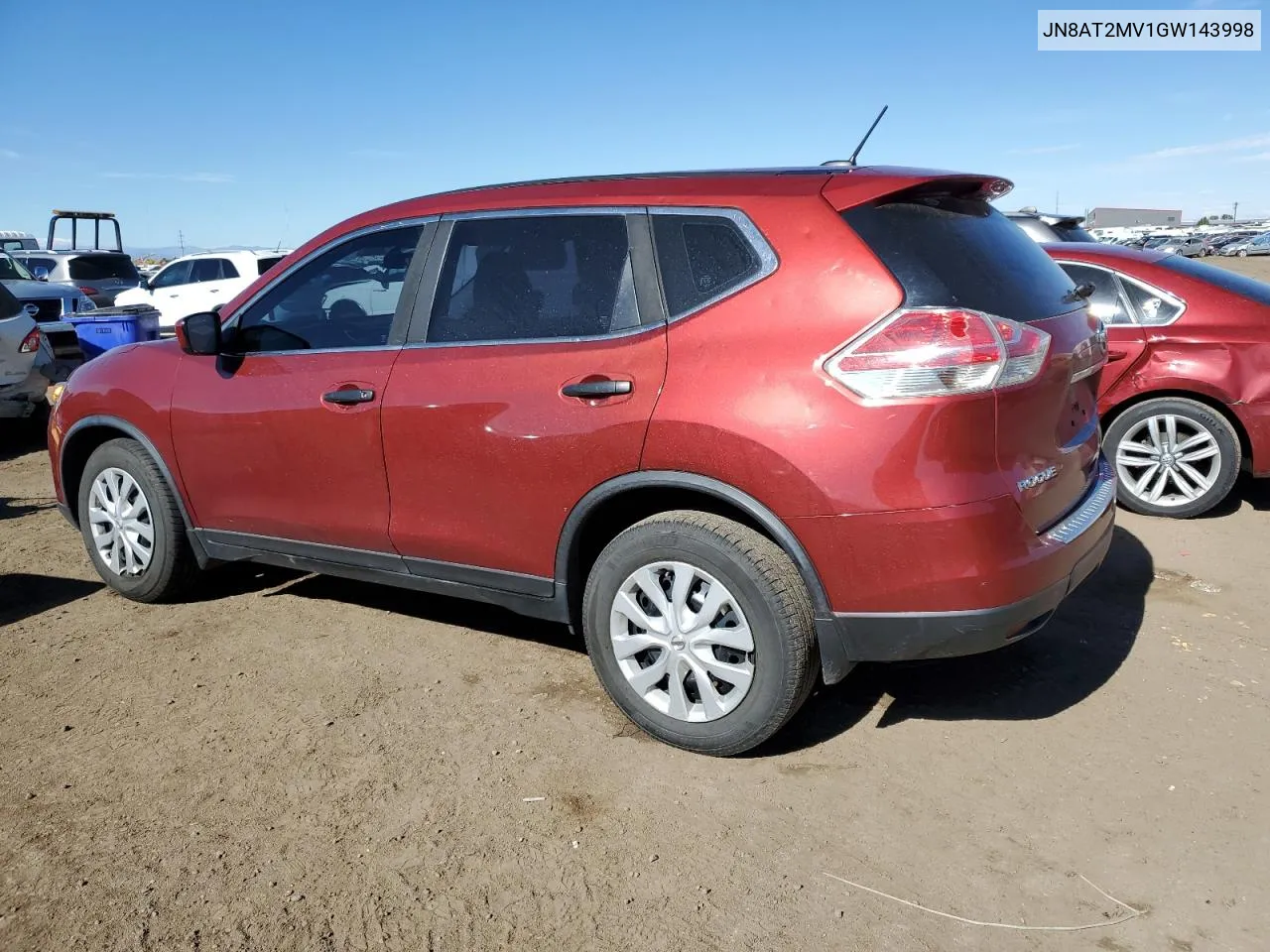 2016 Nissan Rogue S VIN: JN8AT2MV1GW143998 Lot: 76543244