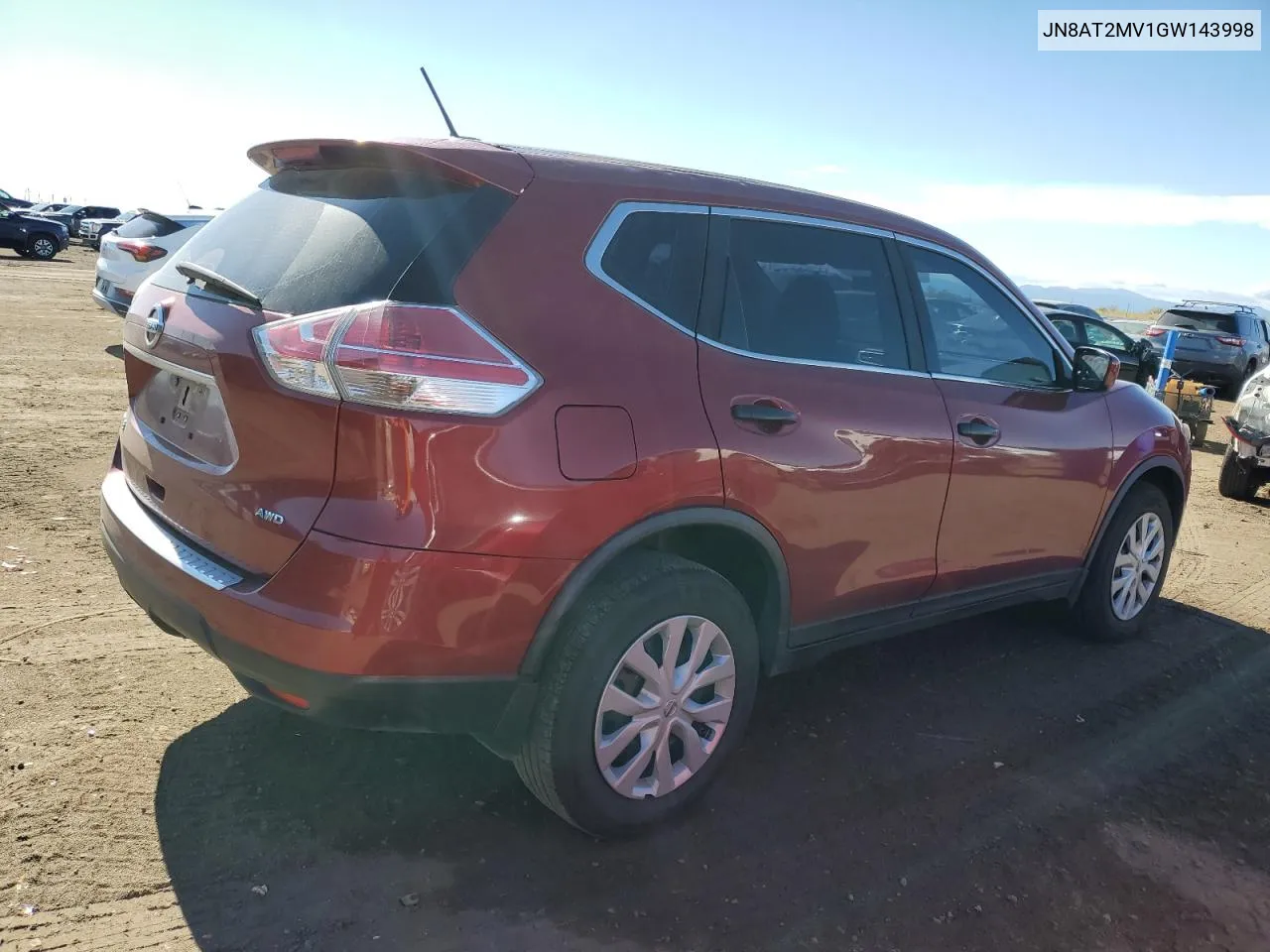 2016 Nissan Rogue S VIN: JN8AT2MV1GW143998 Lot: 76543244