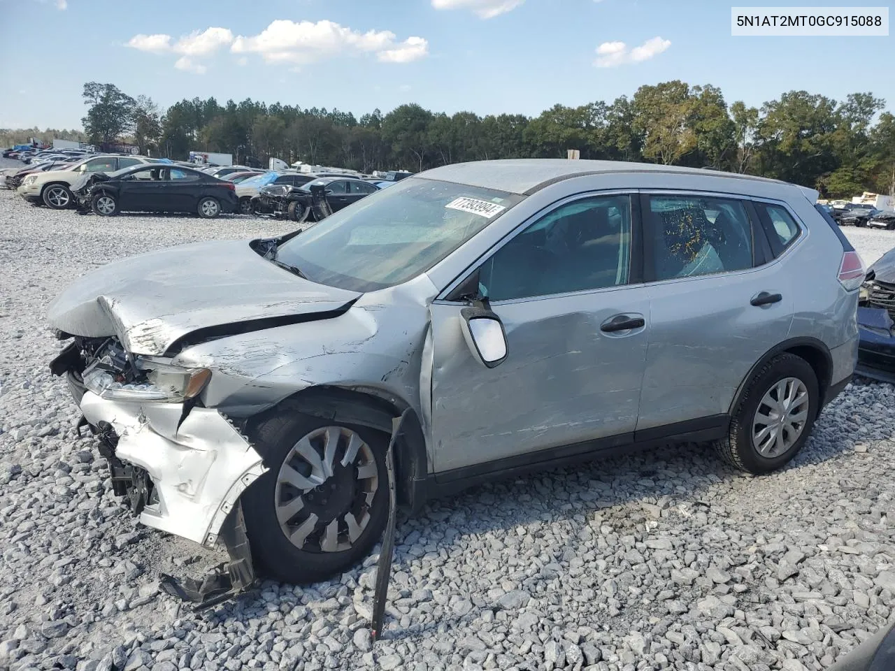 2016 Nissan Rogue S VIN: 5N1AT2MT0GC915088 Lot: 77393994