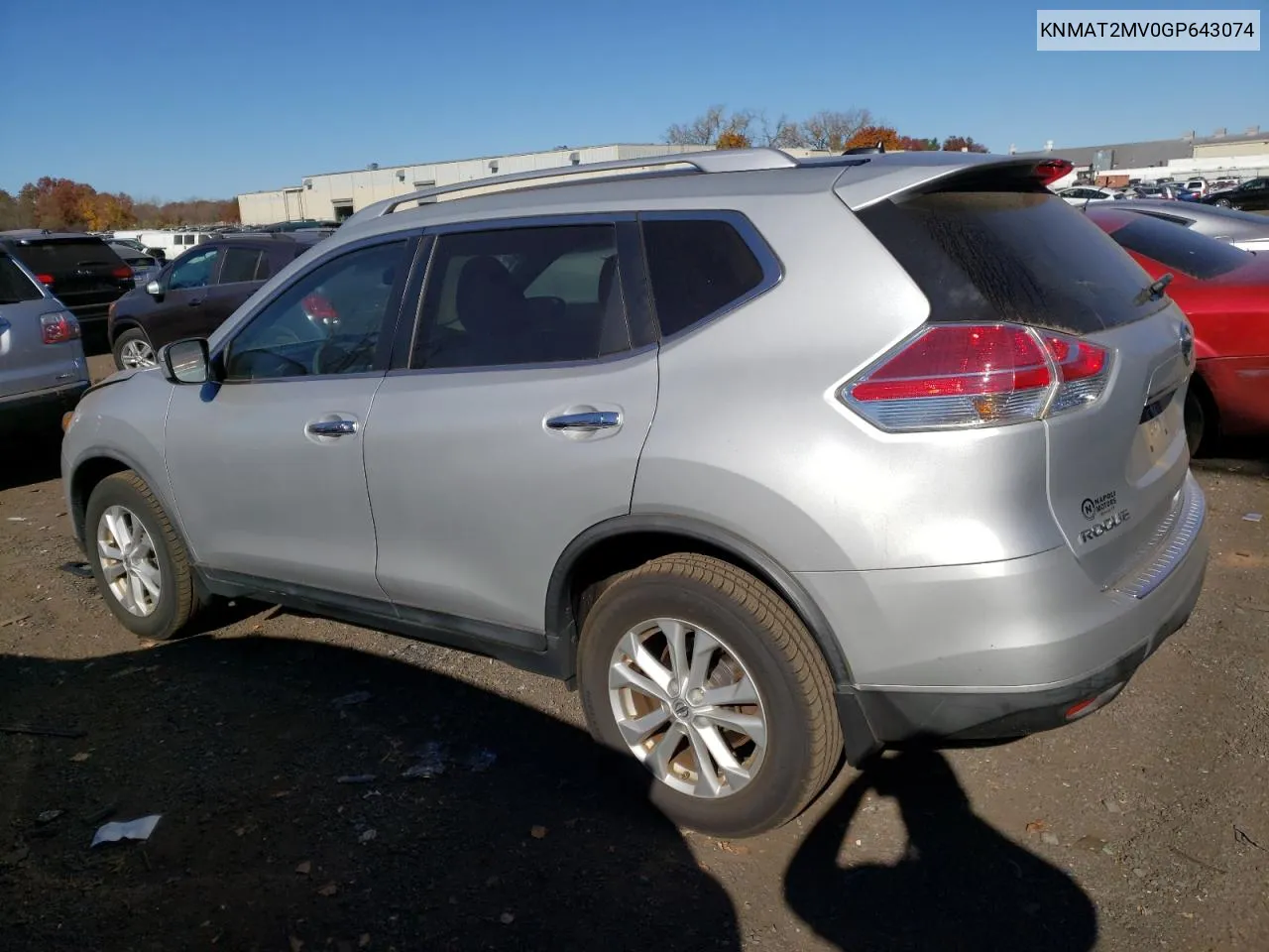 2016 Nissan Rogue S VIN: KNMAT2MV0GP643074 Lot: 77425474