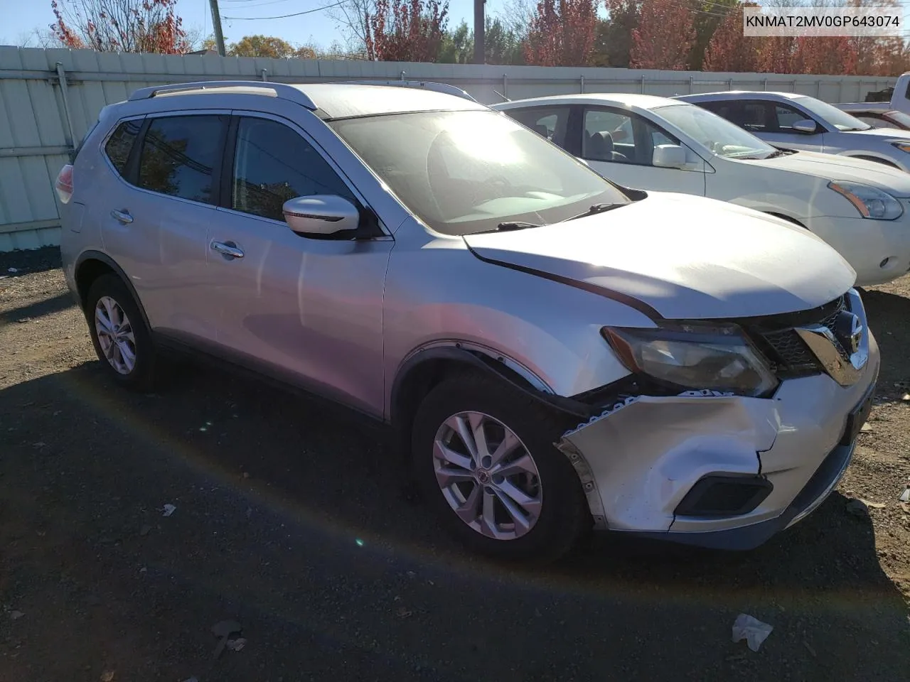 2016 Nissan Rogue S VIN: KNMAT2MV0GP643074 Lot: 77425474