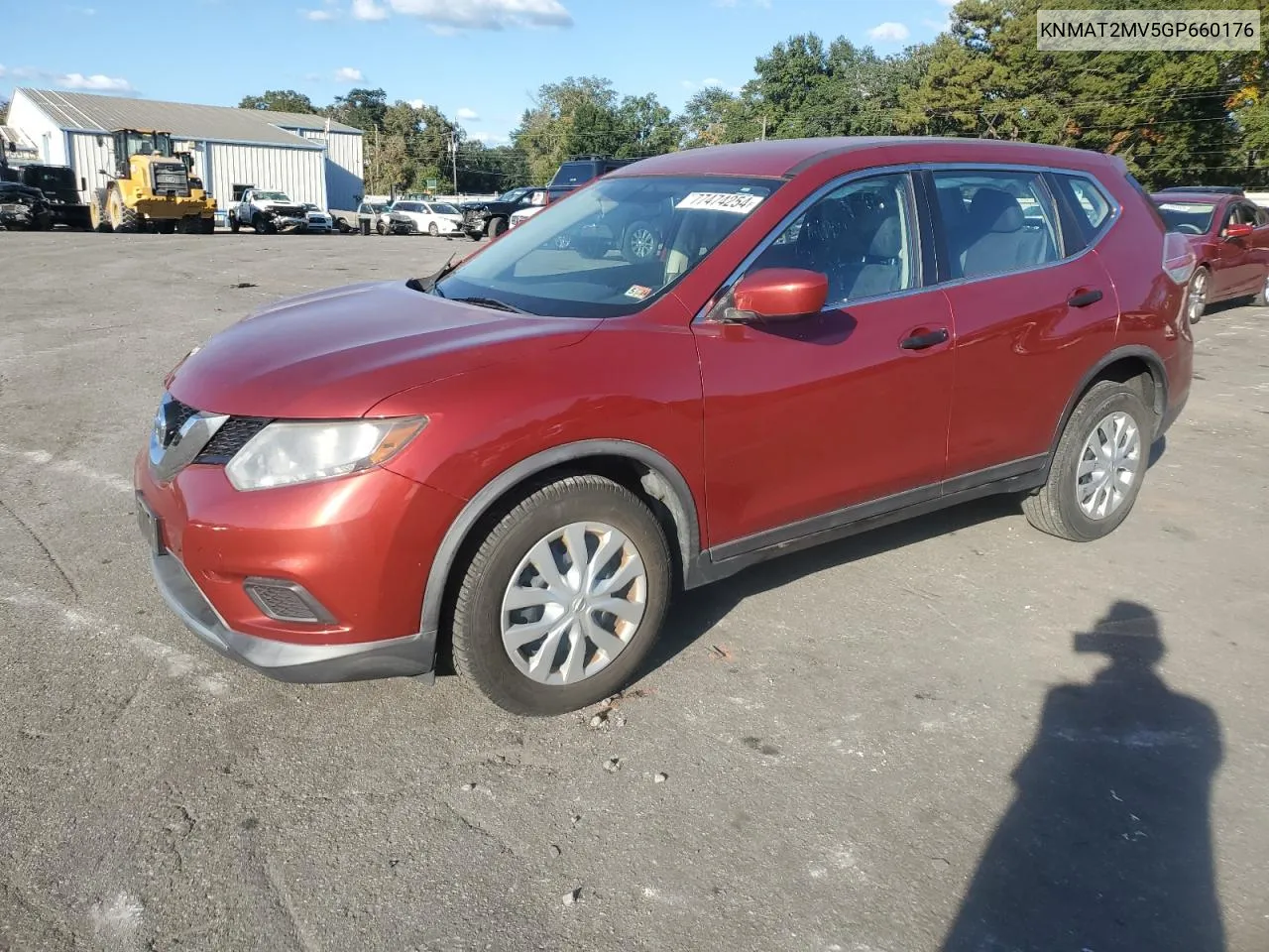 2016 Nissan Rogue S VIN: KNMAT2MV5GP660176 Lot: 77474254