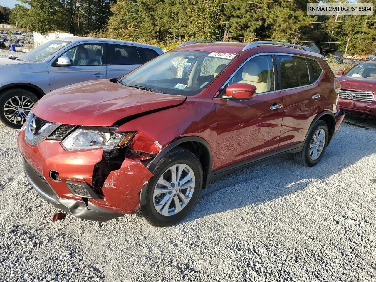 2016 Nissan Rogue S VIN: KNMAT2MT0GP618884 Lot: 78147774