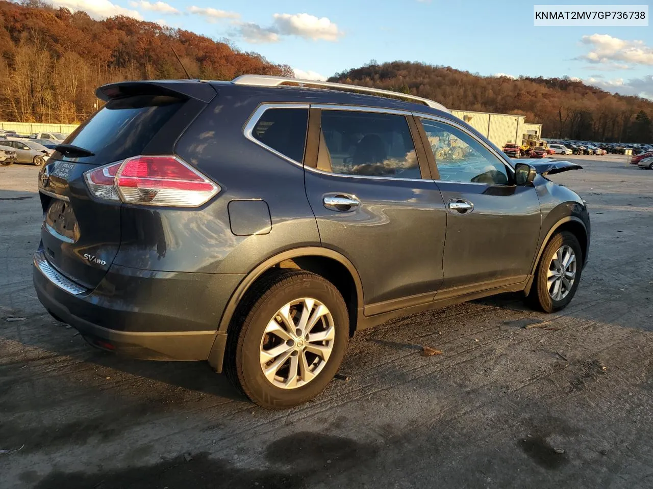 2016 Nissan Rogue S VIN: KNMAT2MV7GP736738 Lot: 79511014