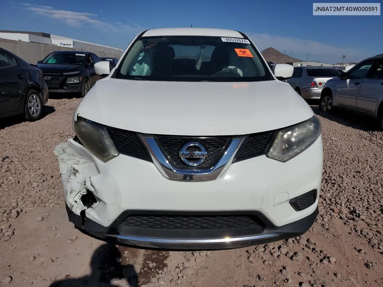 2016 Nissan Rogue S VIN: JN8AT2MT4GW000591 Lot: 80532624