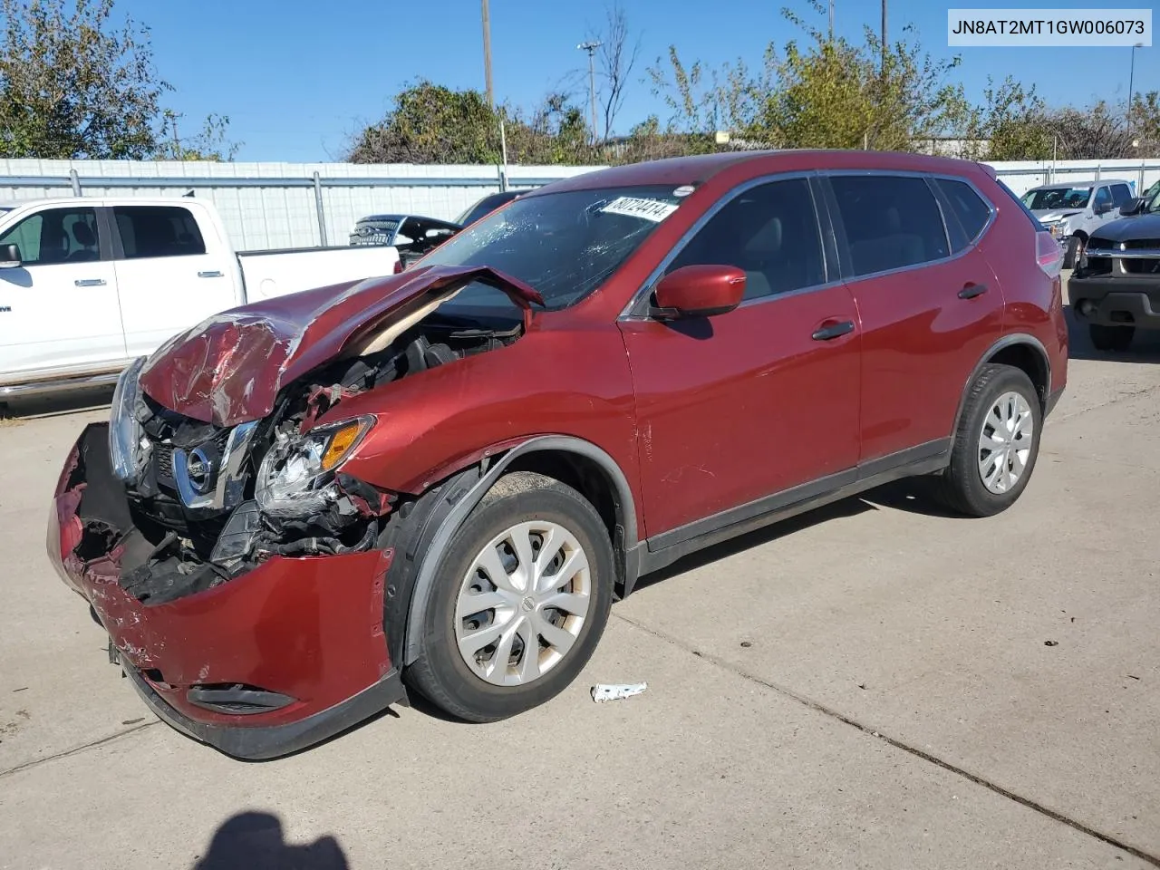 2016 Nissan Rogue S VIN: JN8AT2MT1GW006073 Lot: 80724414