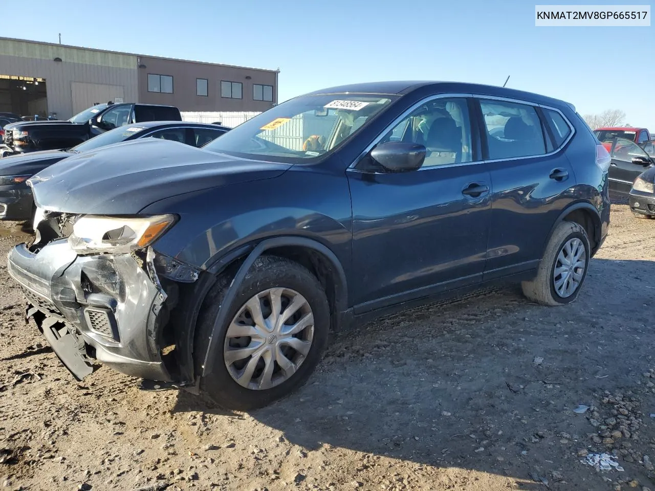 2016 Nissan Rogue S VIN: KNMAT2MV8GP665517 Lot: 81348564