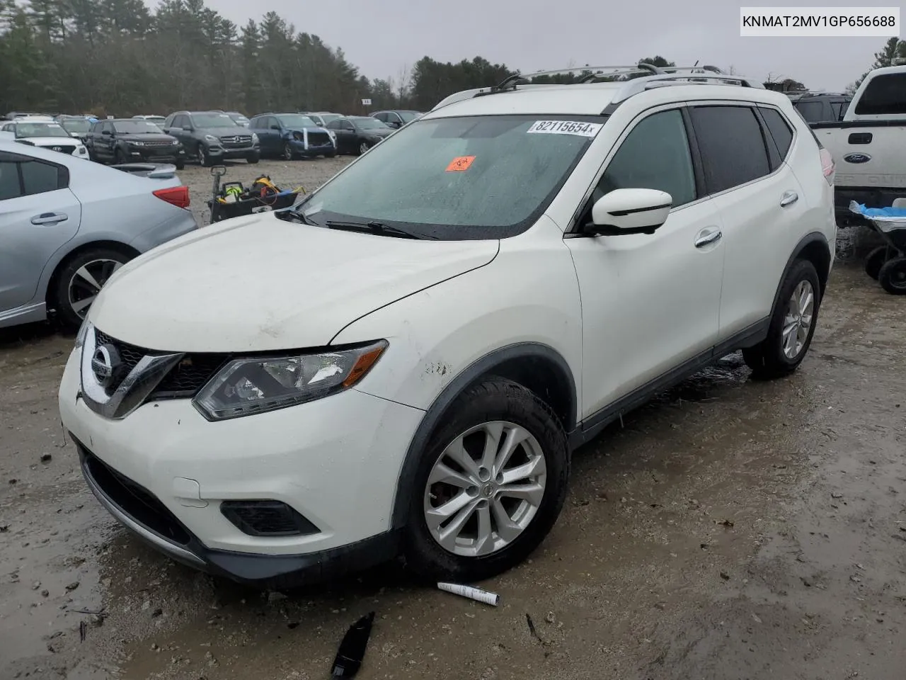 2016 Nissan Rogue S VIN: KNMAT2MV1GP656688 Lot: 82115654