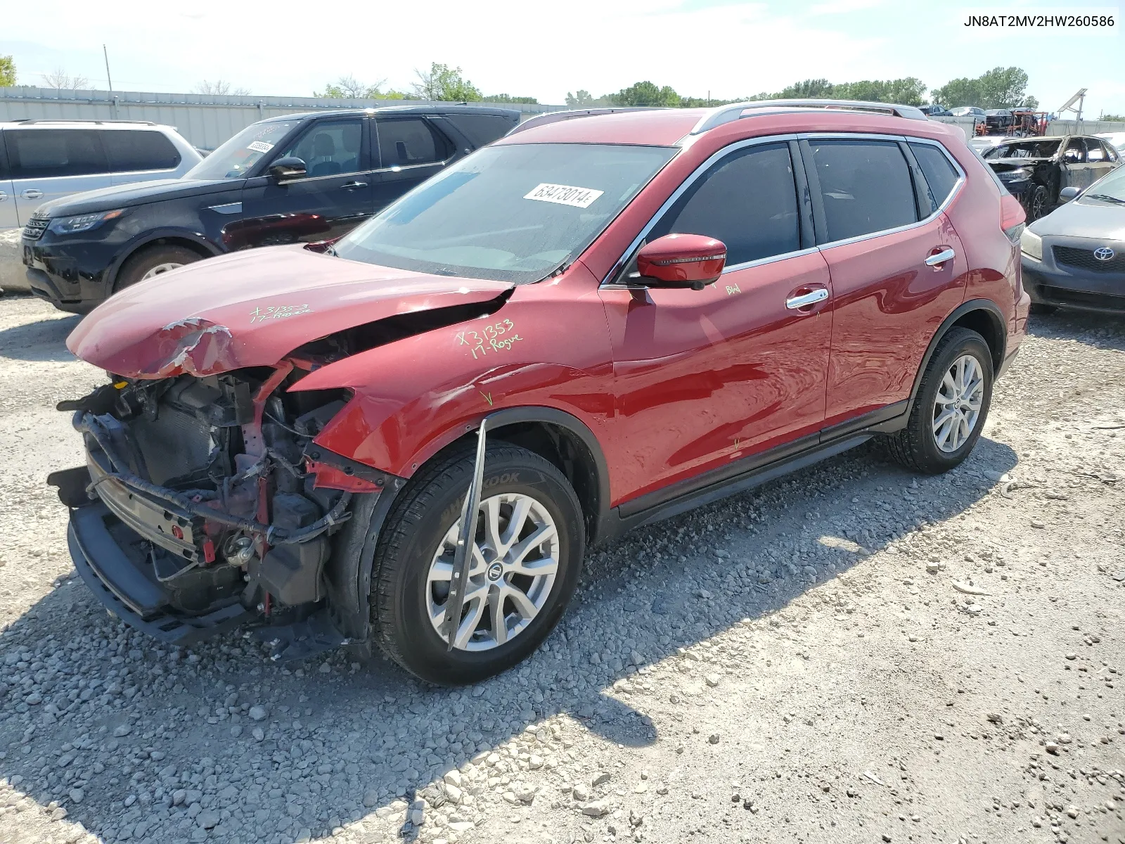 2017 Nissan Rogue S VIN: JN8AT2MV2HW260586 Lot: 63252284