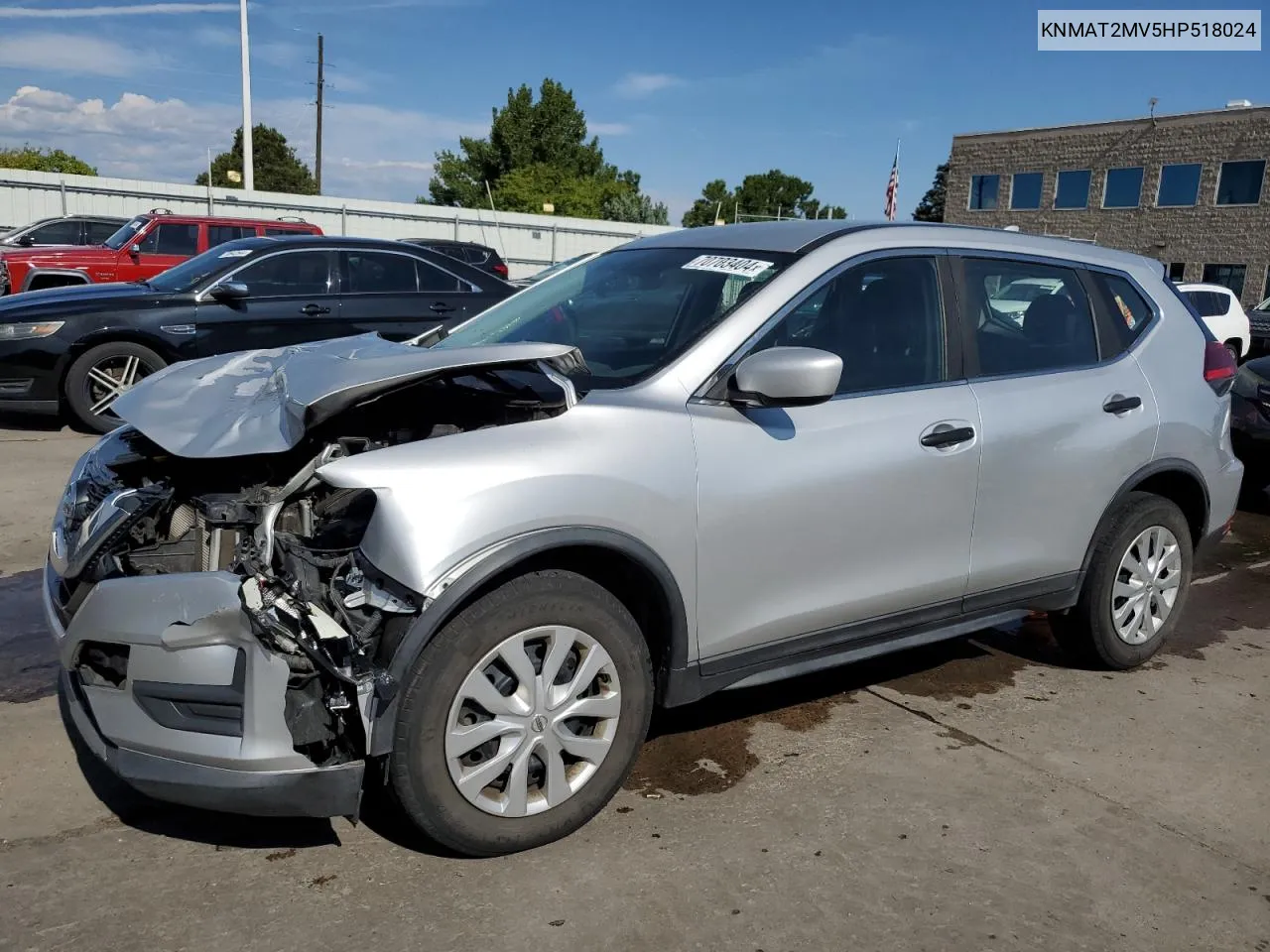 2017 Nissan Rogue S VIN: KNMAT2MV5HP518024 Lot: 70703404