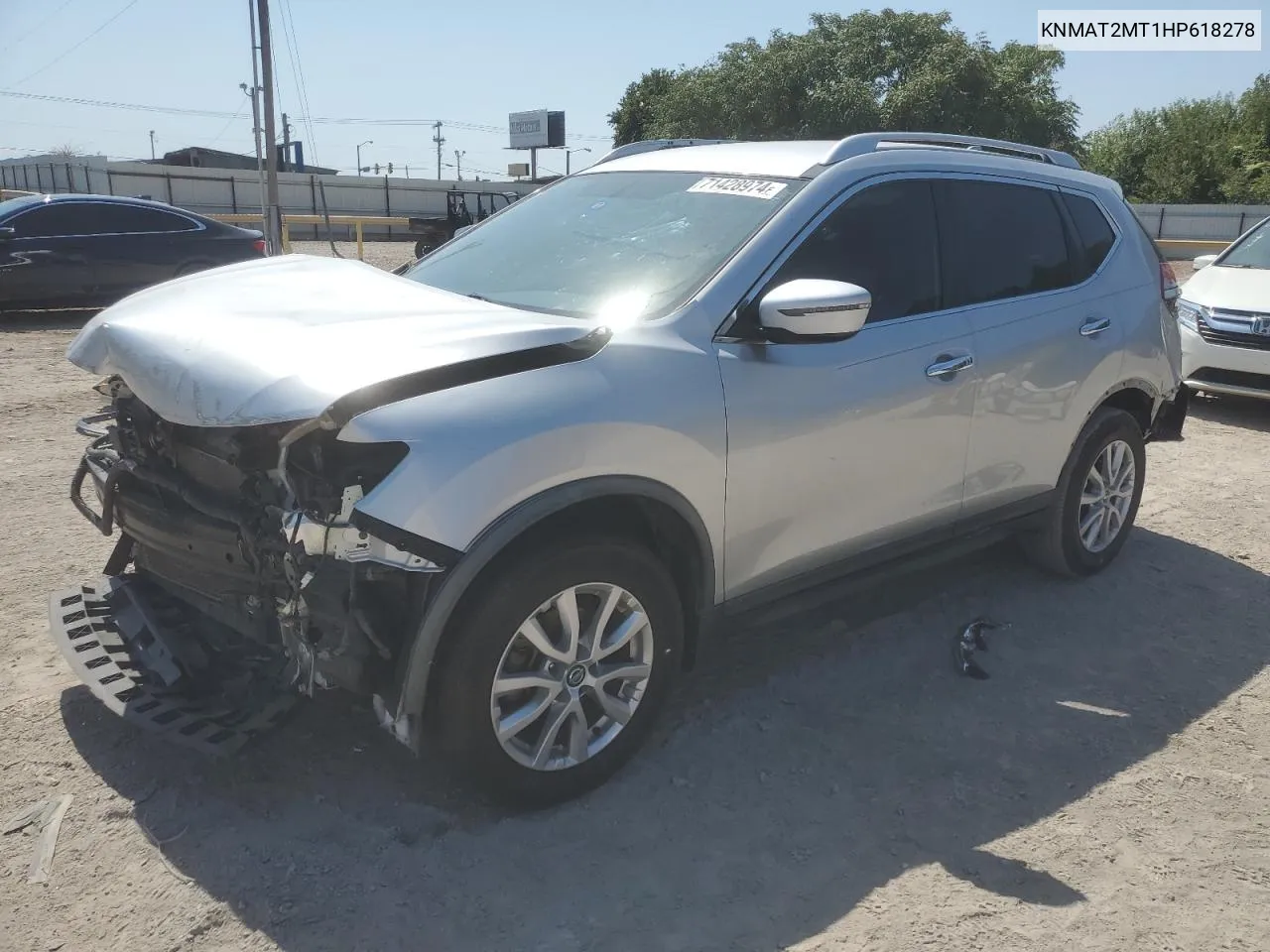 2017 Nissan Rogue S VIN: KNMAT2MT1HP618278 Lot: 71428974