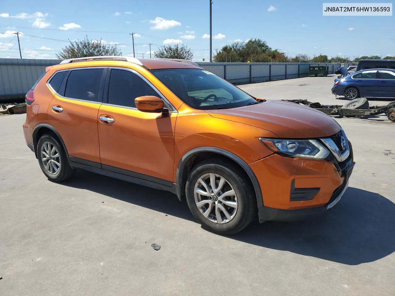 2017 Nissan Rogue S VIN: JN8AT2MT6HW136593 Lot: 71781794