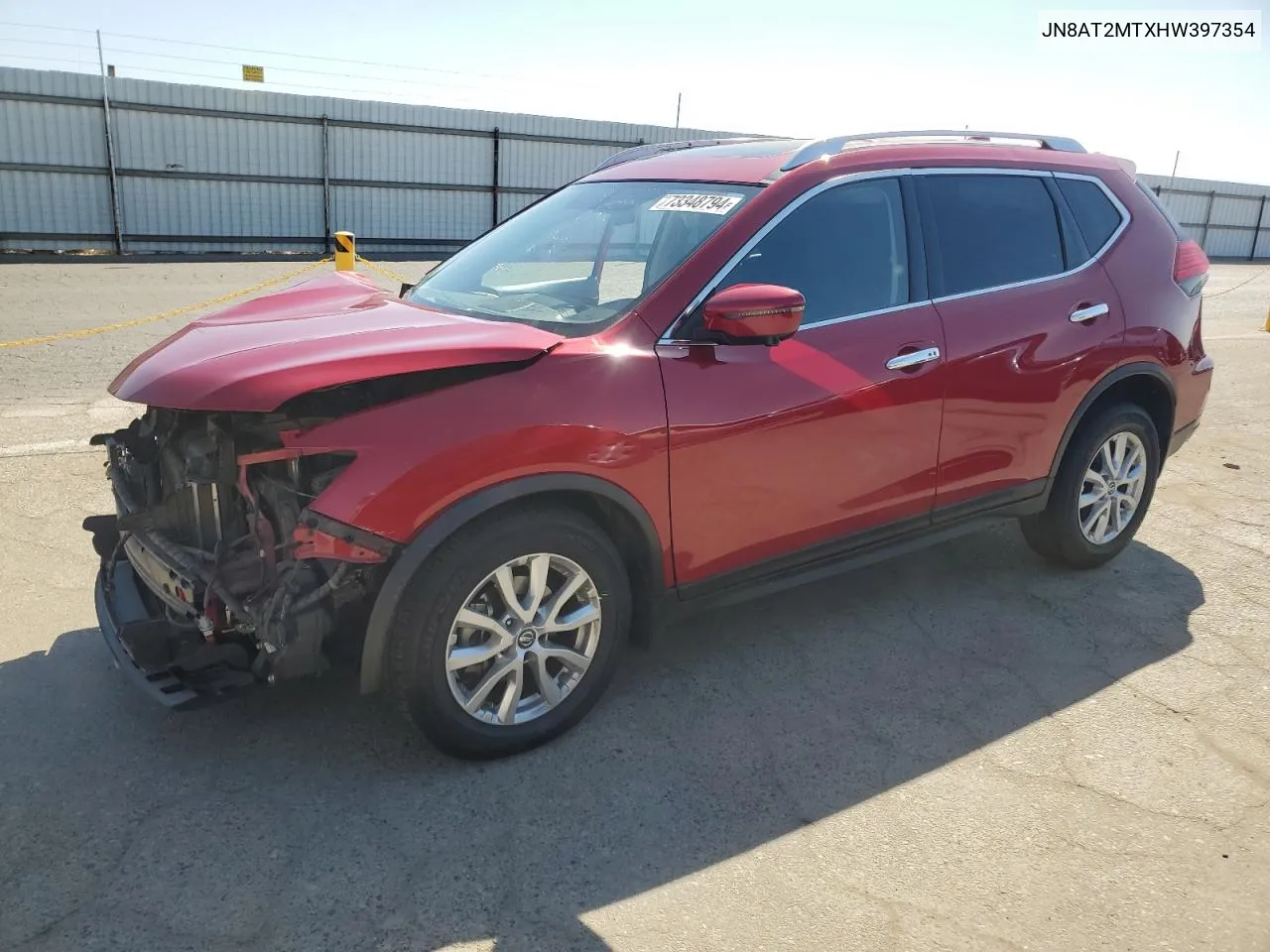 2017 Nissan Rogue S VIN: JN8AT2MTXHW397354 Lot: 73348794