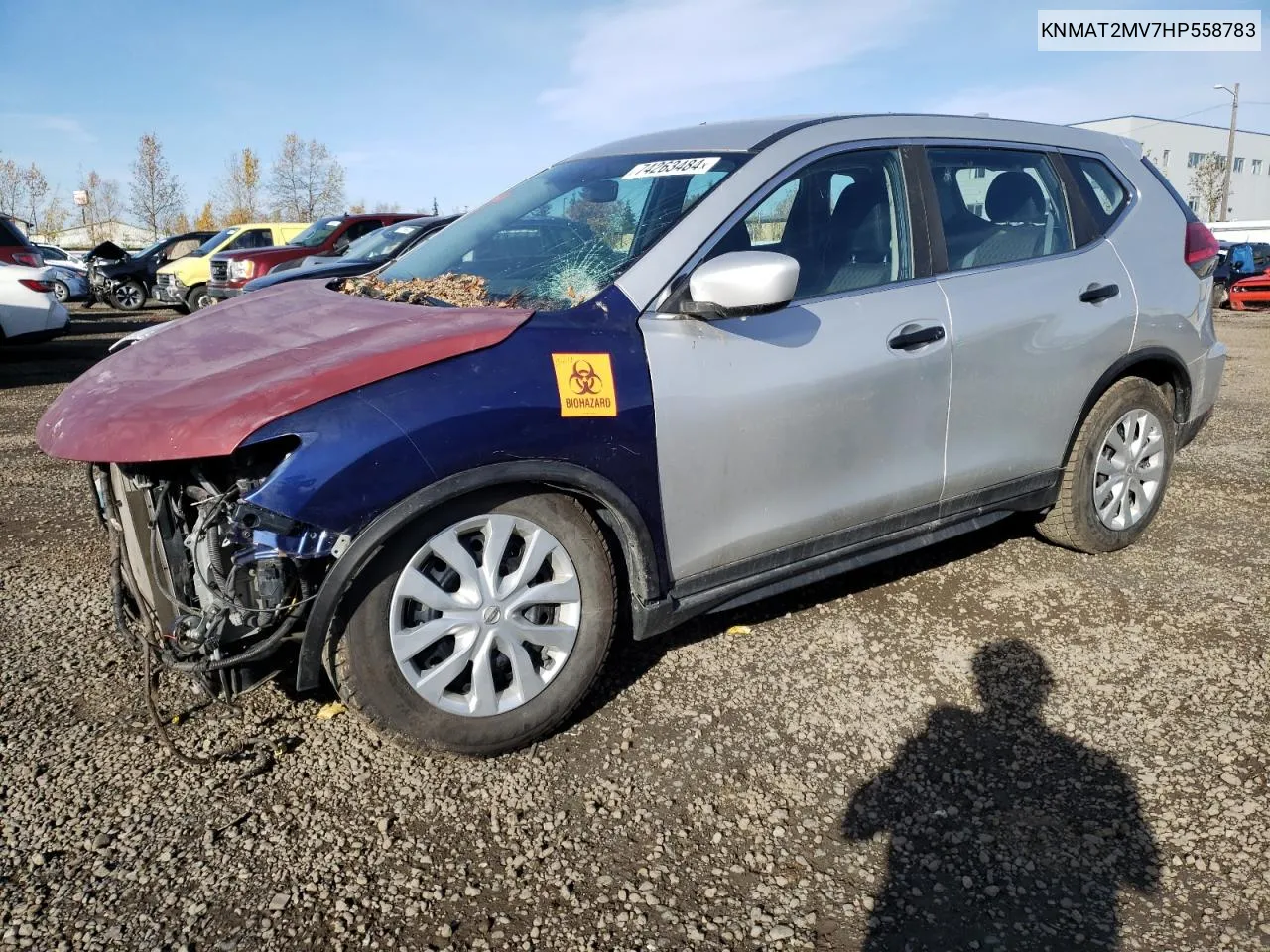 2017 Nissan Rogue S VIN: KNMAT2MV7HP558783 Lot: 74263484