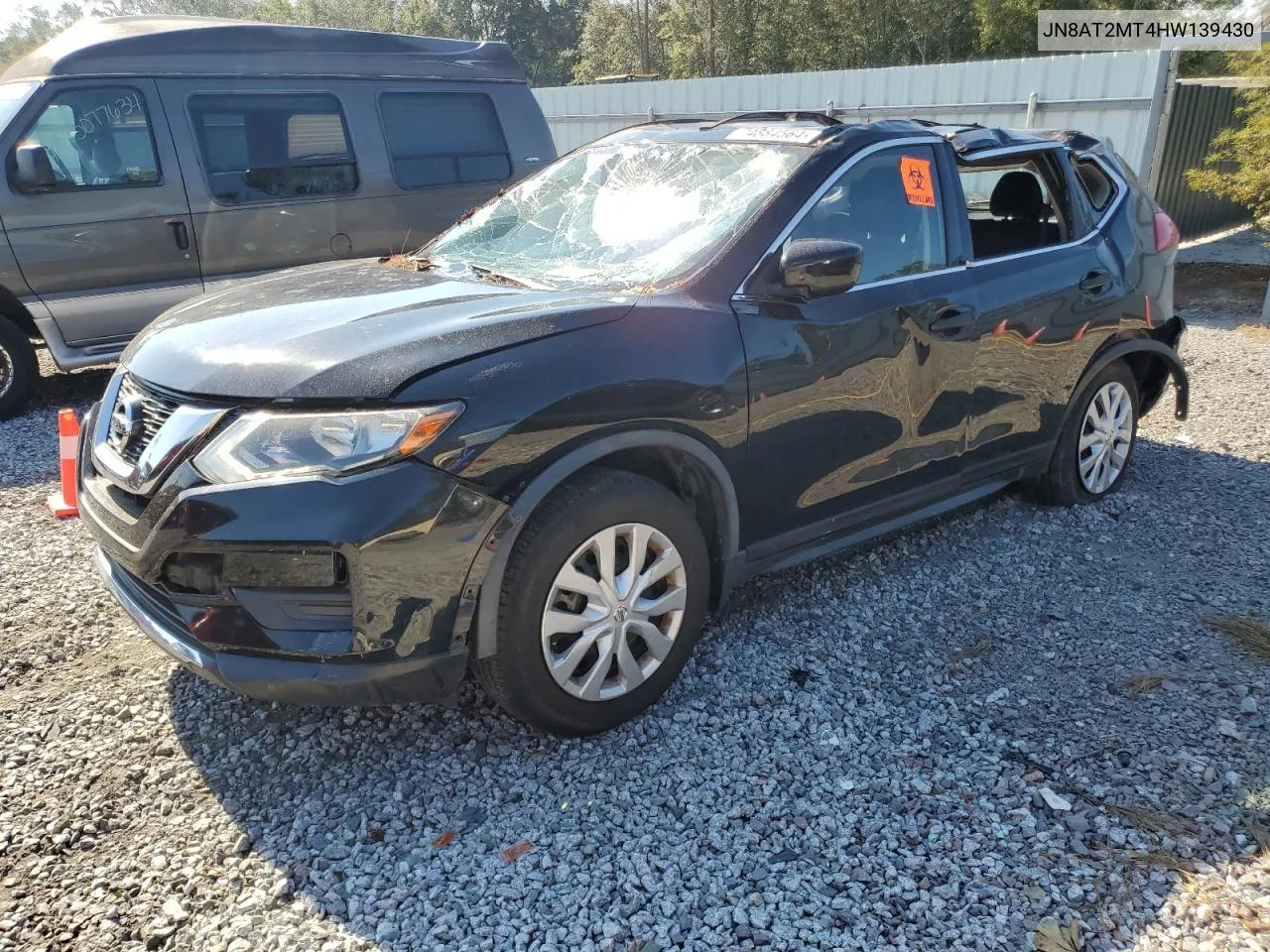 2017 Nissan Rogue S VIN: JN8AT2MT4HW139430 Lot: 74884564