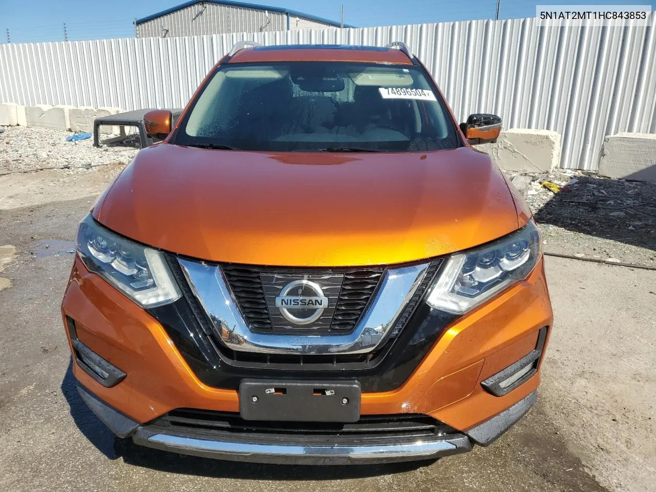 2017 Nissan Rogue S VIN: 5N1AT2MT1HC843853 Lot: 74896504