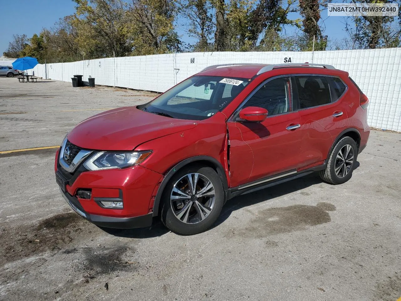 2017 Nissan Rogue S VIN: JN8AT2MT0HW392440 Lot: 75856124