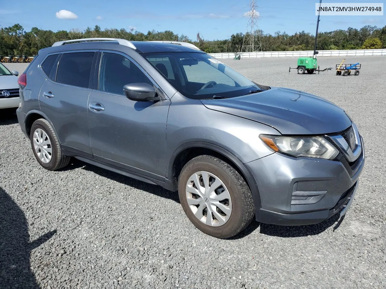 2017 Nissan Rogue S VIN: JN8AT2MV3HW274948 Lot: 77245574