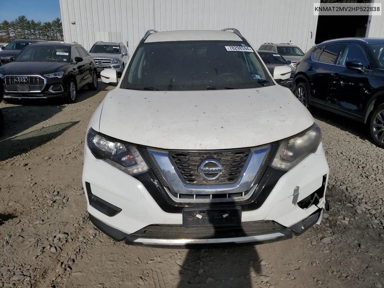 2017 Nissan Rogue S VIN: KNMAT2MV2HP522838 Lot: 78298594