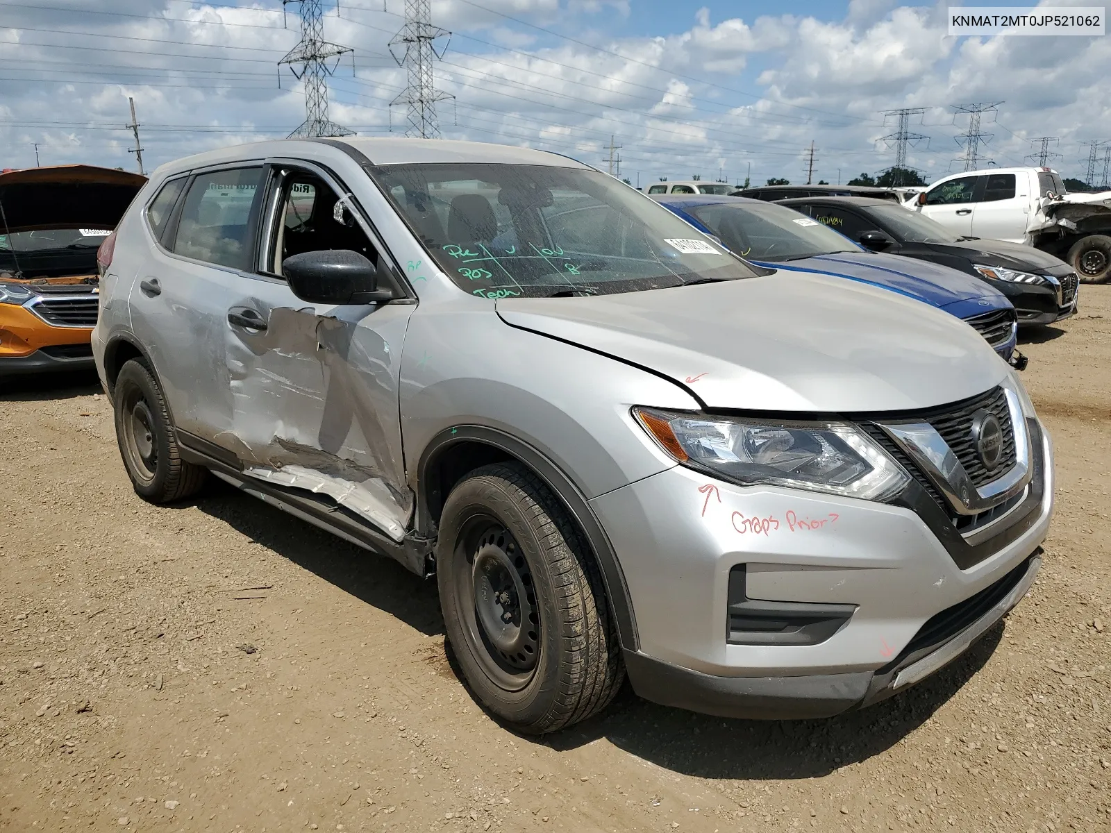 2018 Nissan Rogue S VIN: KNMAT2MT0JP521062 Lot: 64102114