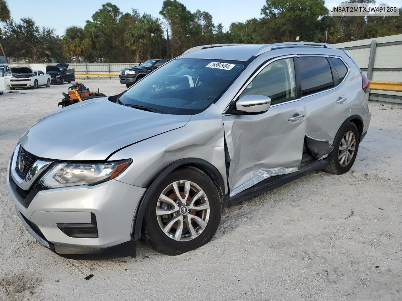 2018 Nissan Rogue S VIN: JN8AT2MTXJW491255 Lot: 75884904