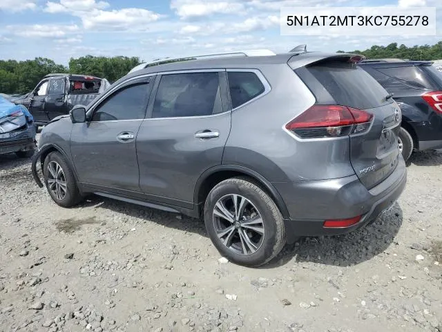 2019 Nissan Rogue S VIN: 5N1AT2MT3KC755278 Lot: 60902434