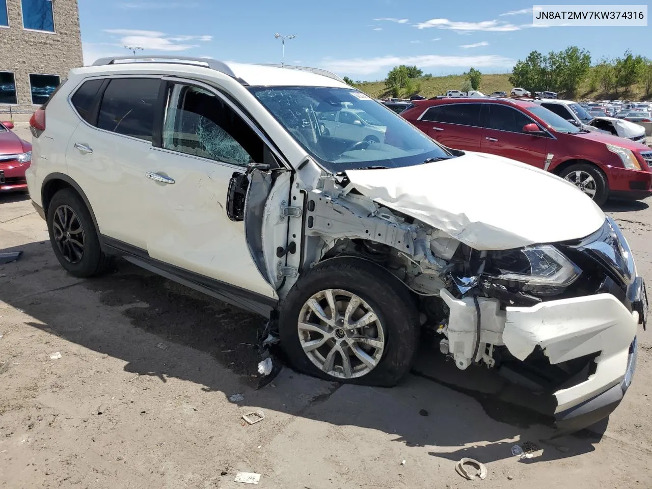 2019 Nissan Rogue S VIN: JN8AT2MV7KW374316 Lot: 68383264